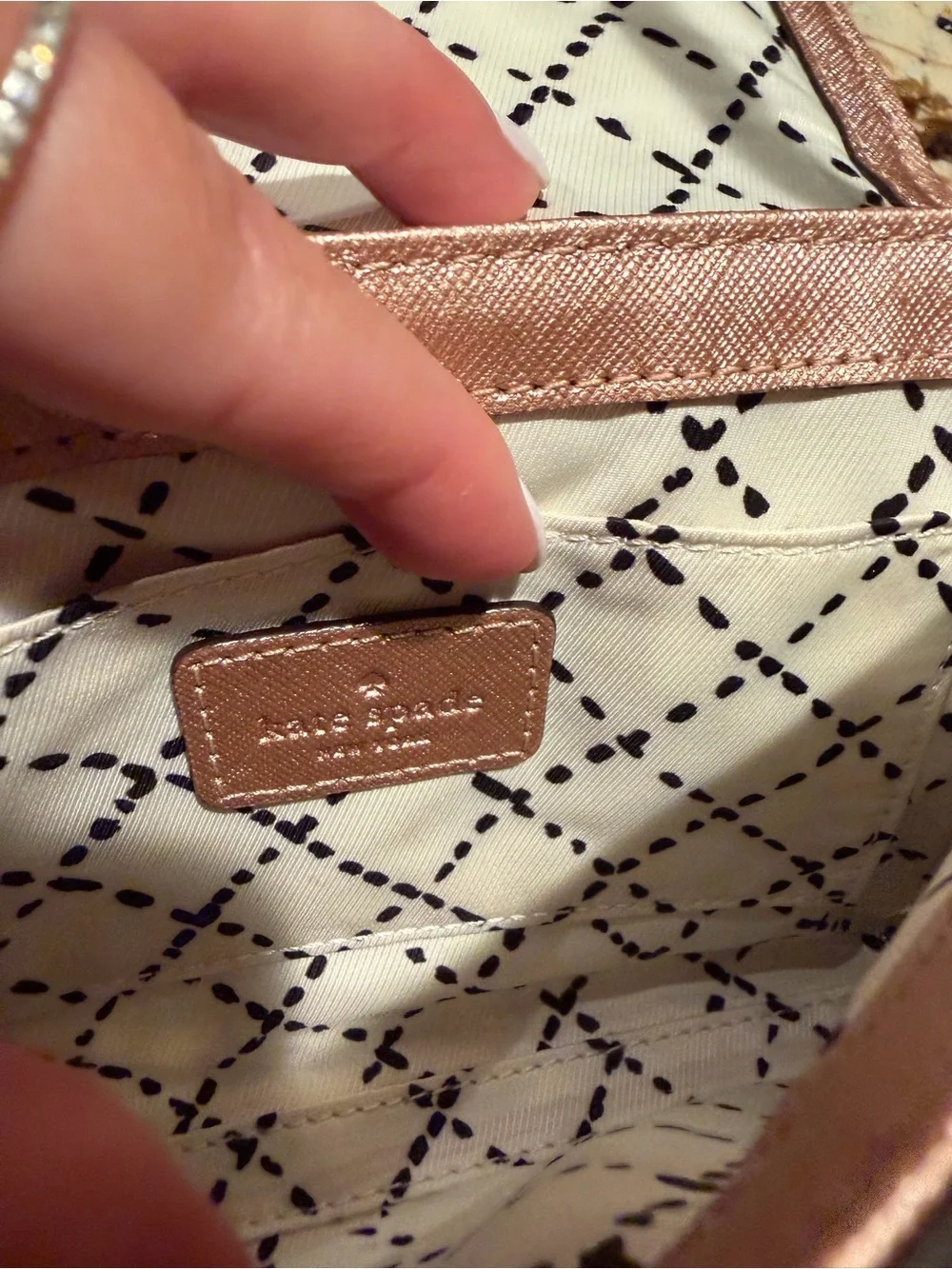 kate spade New York Sally Newbury Rose Gold Crossbody Bag Turn lock See pics